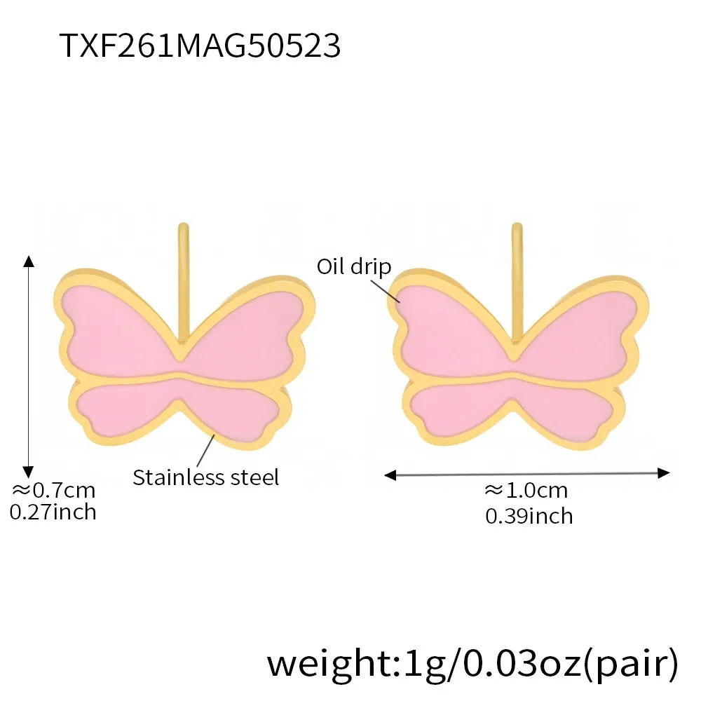 316L Stainless Steel Pink Enamel Butterfly Jewelry - Image 9
