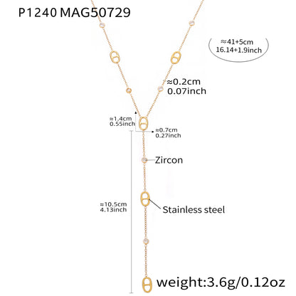 316L Stainless Steel Playful Bear & Elegant Y-Shape Tassel Necklace, Bracelet & Anklet - Image 10