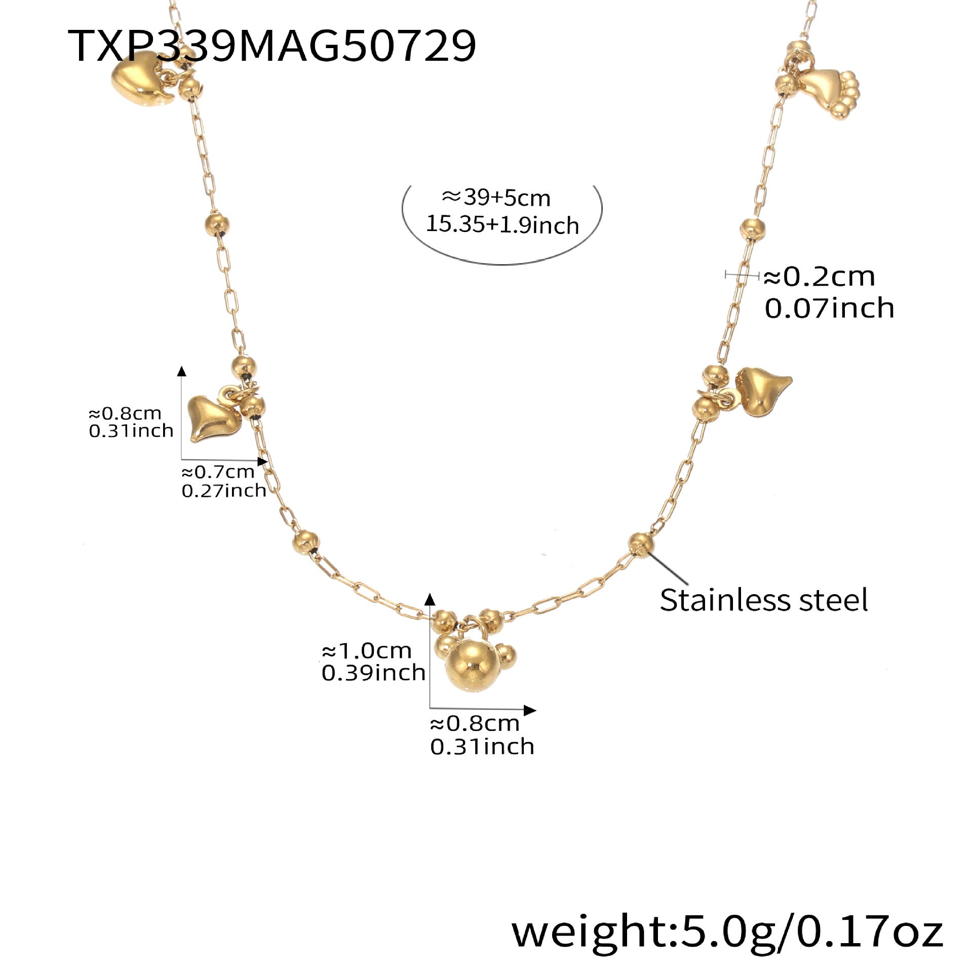 316L Stainless Steel Playful Bear & Elegant Y-Shape Tassel Necklace, Bracelet & Anklet - Image 5