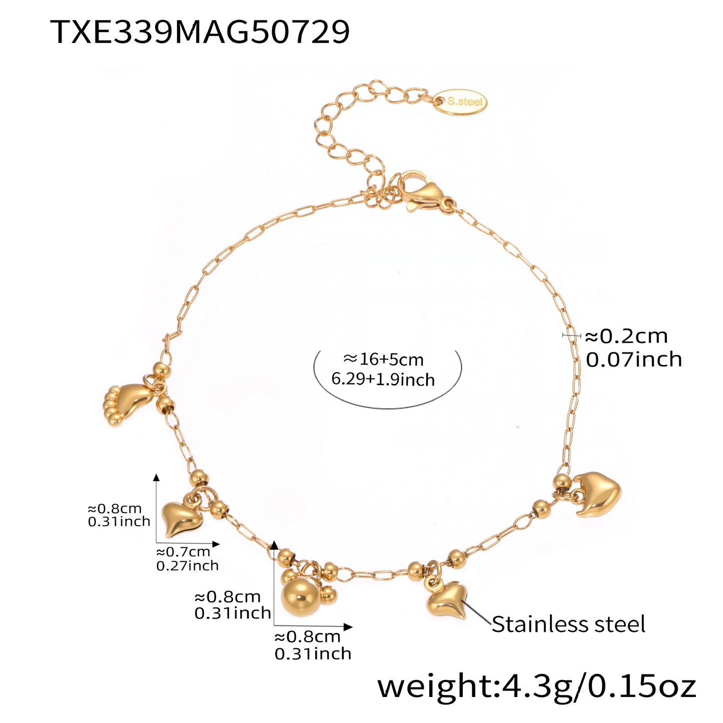 316L Stainless Steel Playful Bear & Elegant Y-Shape Tassel Necklace, Bracelet & Anklet - Image 7