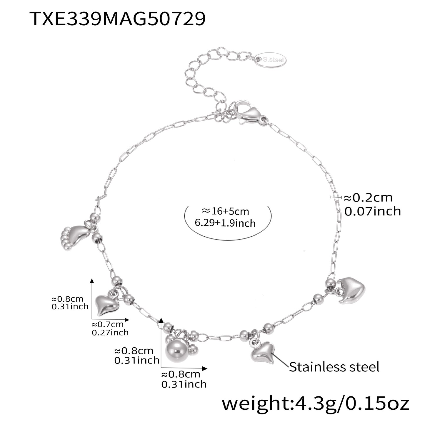 316L Stainless Steel Playful Bear & Elegant Y-Shape Tassel Necklace, Bracelet & Anklet - Image 8