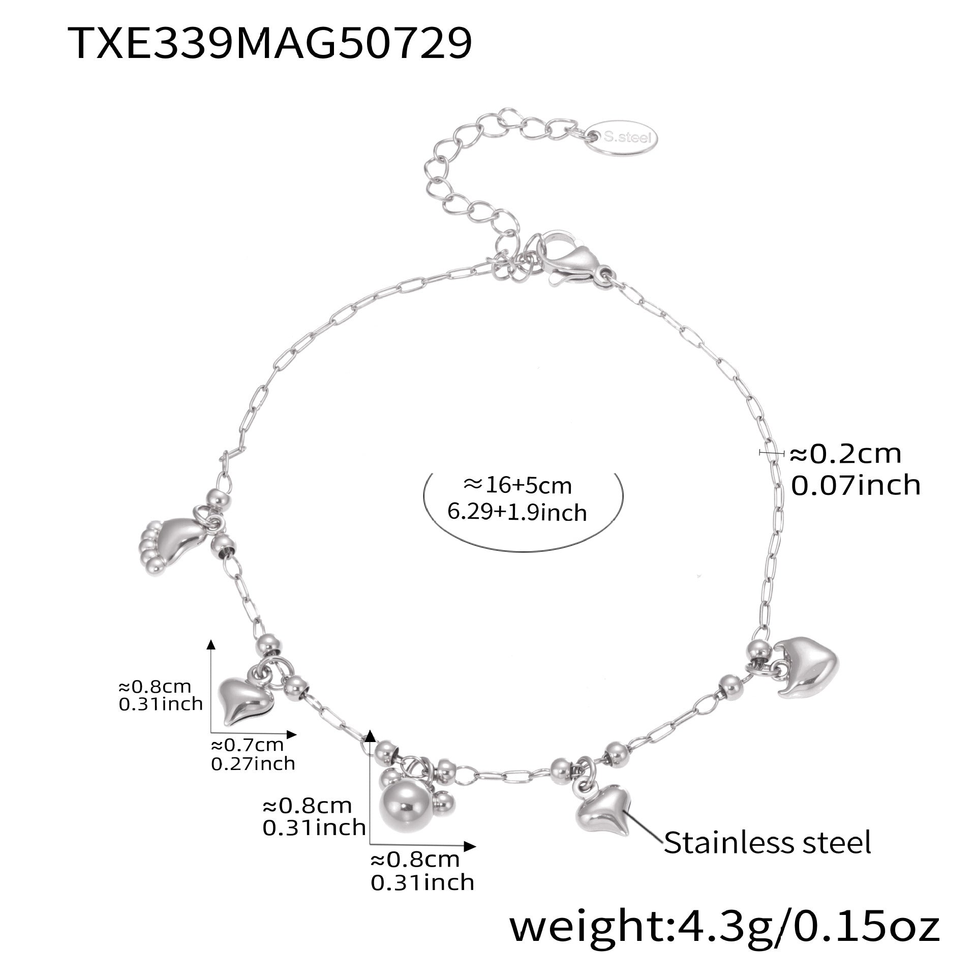 316L Stainless Steel Playful Bear & Elegant Y-Shape Tassel Necklace, Bracelet & Anklet - Image 8