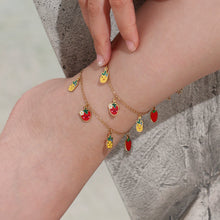 316L Stainless Steel Playful Enamel Strawberry Pineapple Charm Jewelry Set - Image 9
