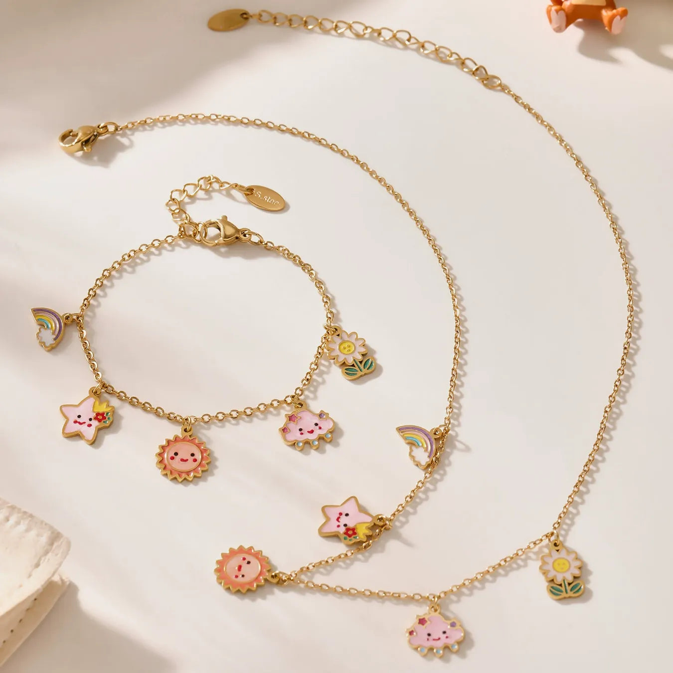 316L Stainless Steel Playful Enamel Sun Star Cloud Charm Jewelry Collection - Image 2