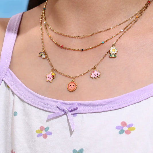 316L Stainless Steel Playful Enamel Sun Star Cloud Charm Jewelry Collection - Image 3