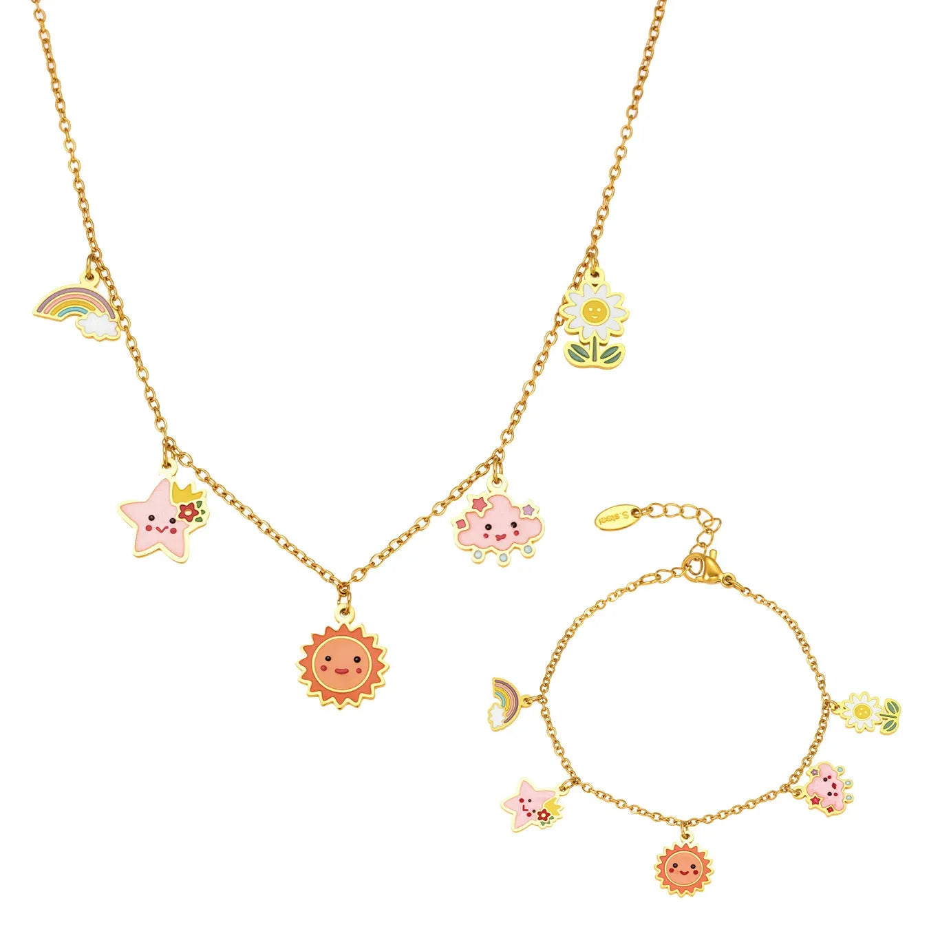 316L Stainless Steel Playful Enamel Sun Star Cloud Charm Jewelry Collection - Image 5