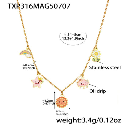 316L Stainless Steel Playful Enamel Sun Star Cloud Charm Jewelry Collection - Image 6