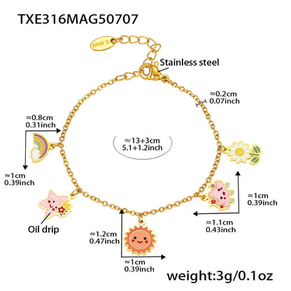 316L Stainless Steel Playful Enamel Sun Star Cloud Charm Jewelry Collection - Image 8