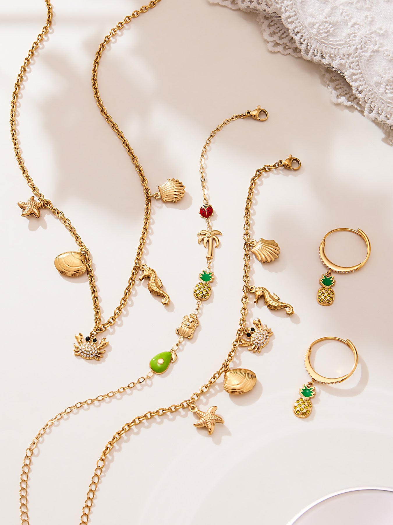 316L Stainless Steel Playful Ocean & Fruit Charm Collection - Image 12