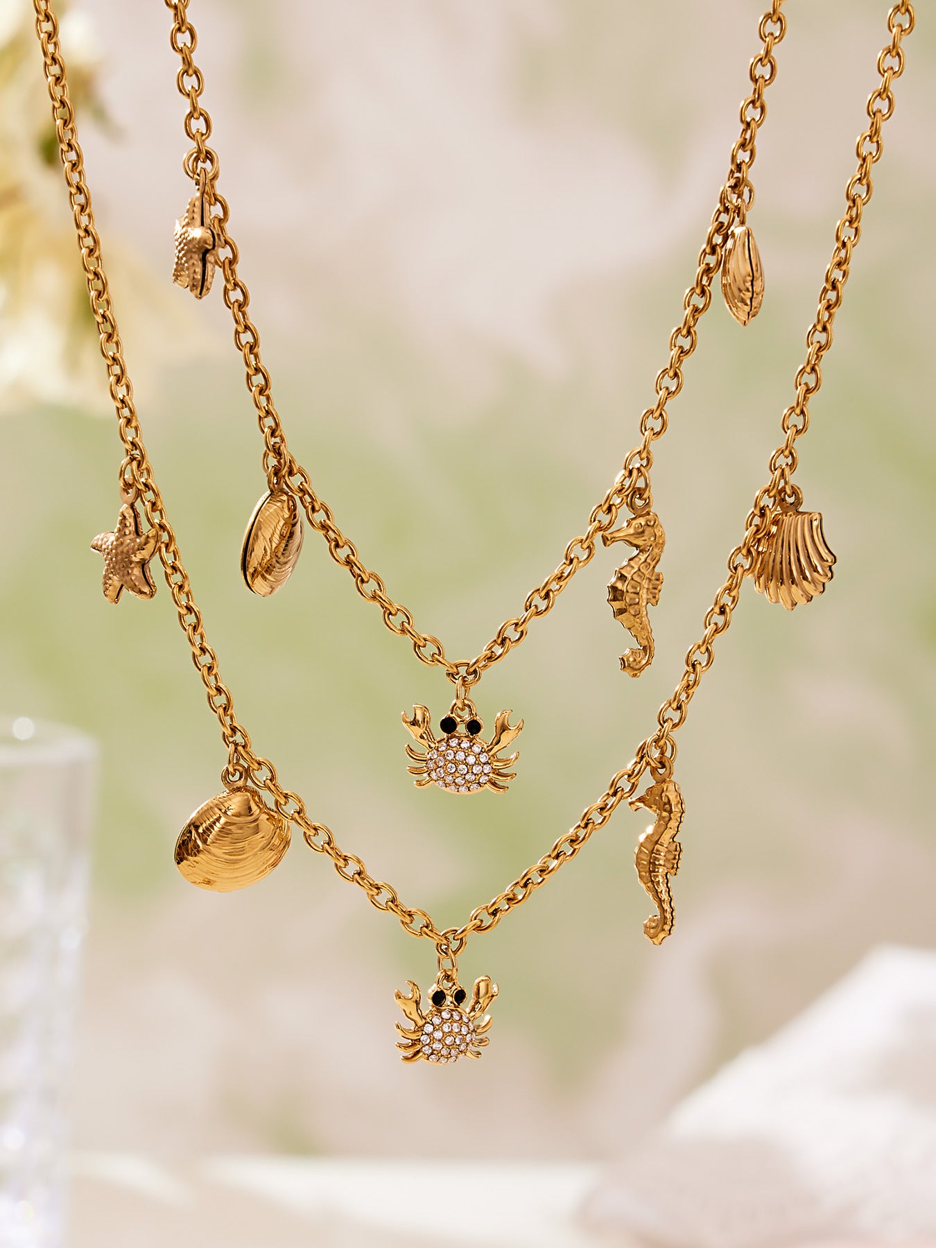316L stainless steel Playful Ocean & Fruit Charm Collection close-up detail view for wholesale jewelry buyers