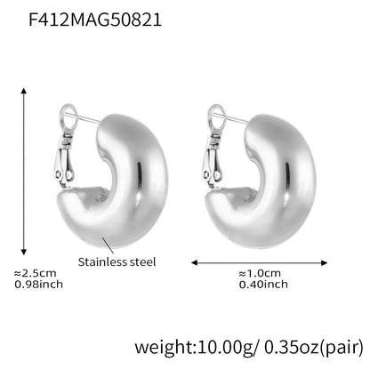 316L Stainless Steel Polished 18K Gold Plated Chunky C Hoops - Image 3