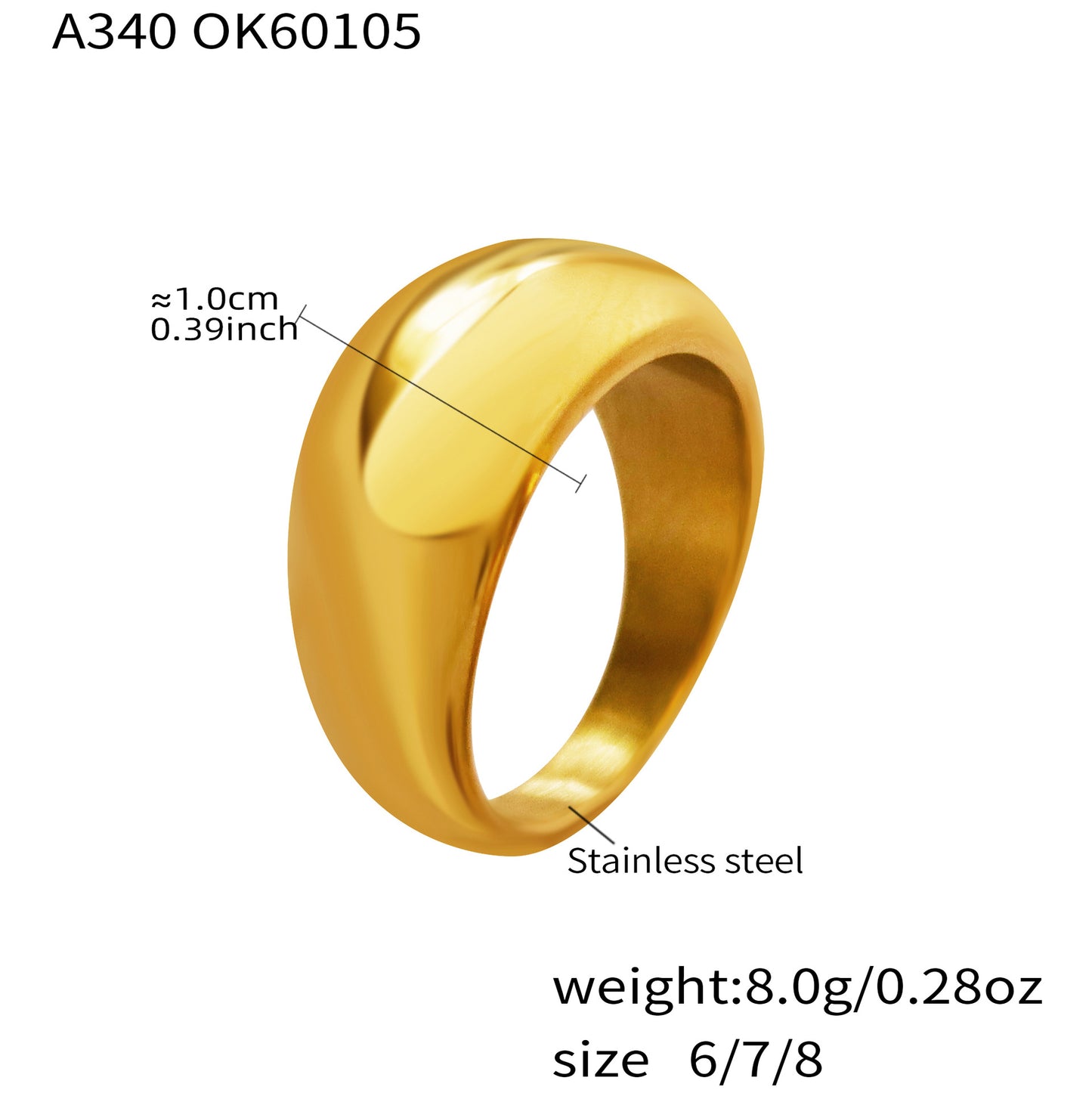 316L Stainless Steel Polished Dome Ring | Minimalist Cool Tone Wholesale