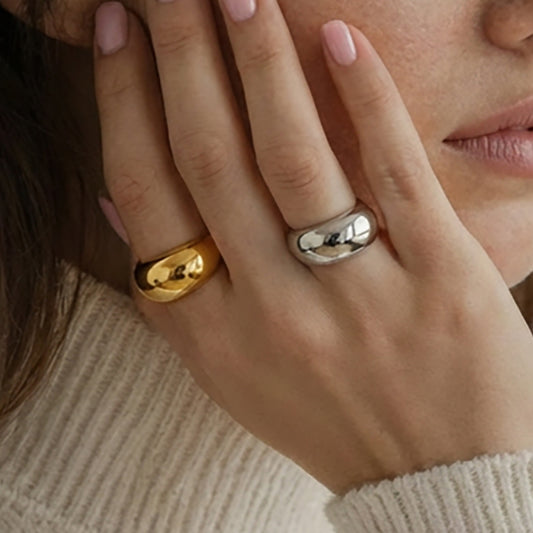 316L Stainless Steel Polished Dome Ring | Minimalist Cool Tone Wholesale
