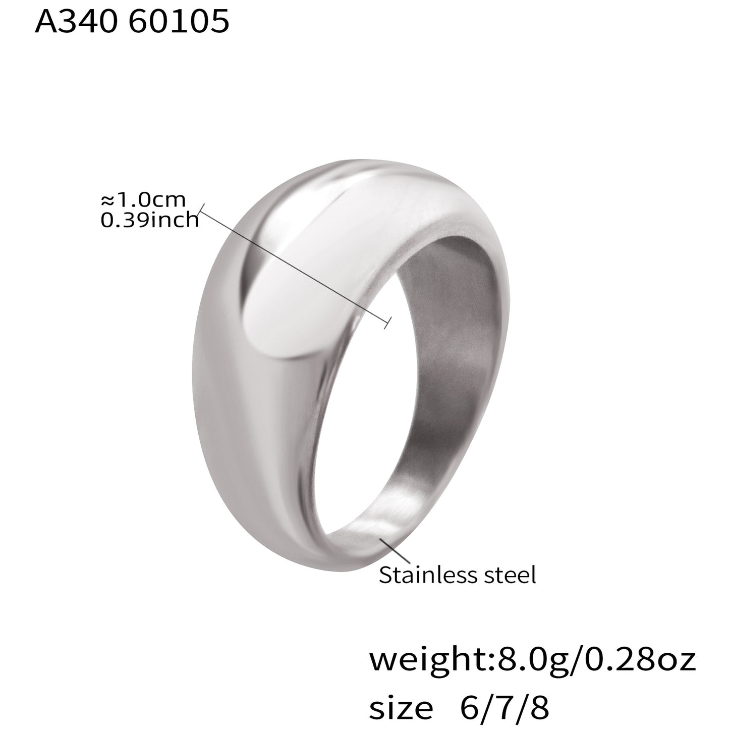 316L Stainless Steel Polished Dome Ring | Minimalist Cool Tone Wholesale