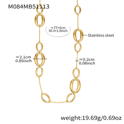 316L Stainless Steel Polished Hollow Oval Link Necklace - Image 1