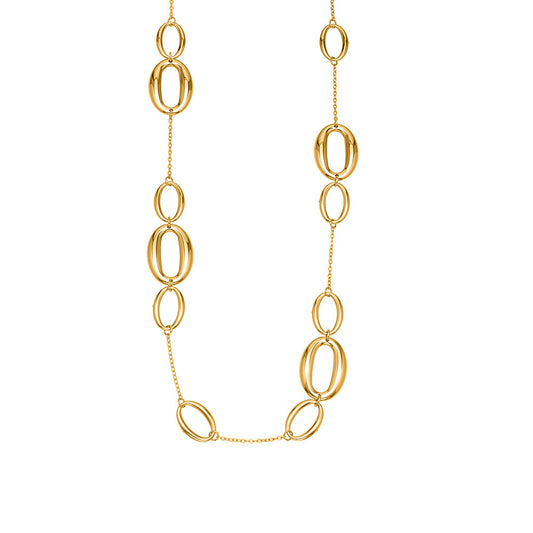 316L Stainless Steel Polished Hollow Oval Link Necklace - Image 5