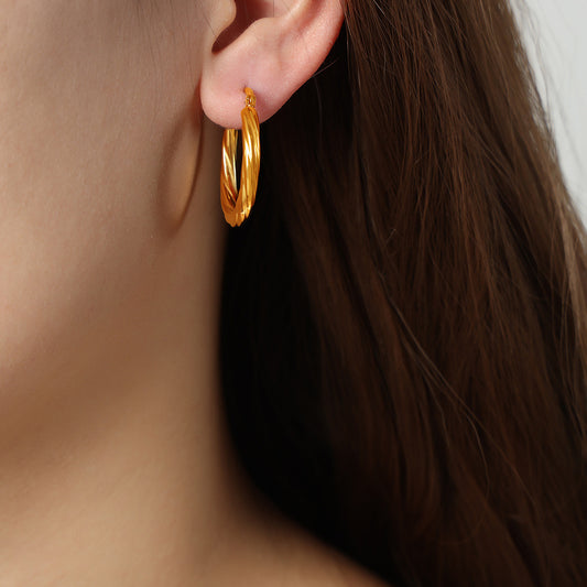316L Stainless Steel Polished Statement Hoop Earrings - Image 1