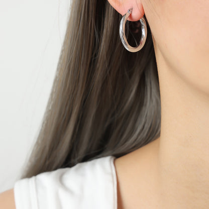 316L Stainless Steel Polished Statement Hoop Earrings - Image 10
