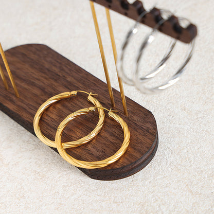 316L Stainless Steel Polished Statement Hoop Earrings - Image 11