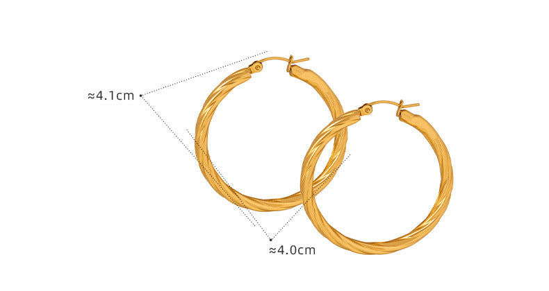 316L Stainless Steel Polished Statement Hoop Earrings - Image 3