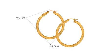 316L Stainless Steel Polished Statement Hoop Earrings - Image 3