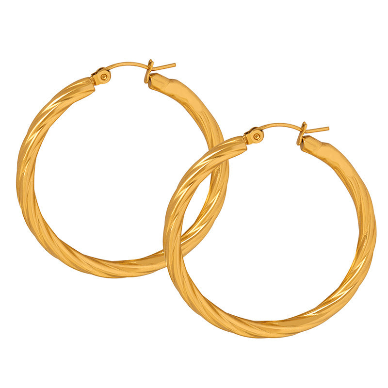 316L Stainless Steel Polished Statement Hoop Earrings - Image 7