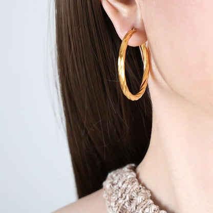 316L Stainless Steel Polished Statement Hoop Earrings - Image 8