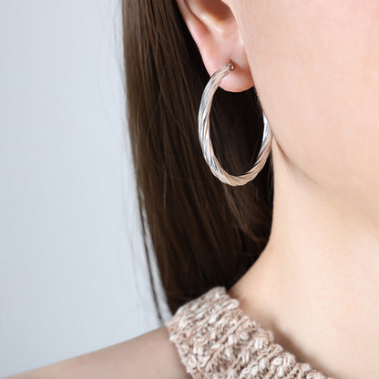 316L Stainless Steel Polished Statement Hoop Earrings - Image 9
