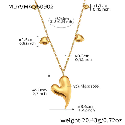 316L Stainless Steel PVD 18K Gold Plated Multi-Heart Pendant Long Sweater Chain Necklace - Image 1