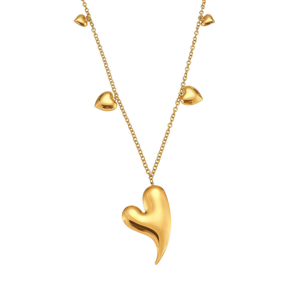 316L Stainless Steel PVD 18K Gold Plated Multi-Heart Pendant Long Sweater Chain Necklace - Image 2