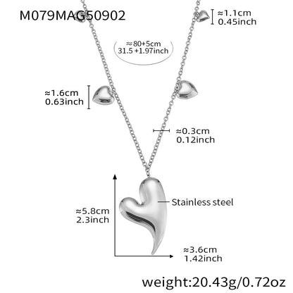 316L Stainless Steel PVD 18K Gold Plated Multi-Heart Pendant Long Sweater Chain Necklace - Image 6