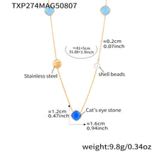316L Stainless Steel PVD Gold Plated Candy-Colored Square Cat's Eye Stone Long Layering Necklace - Image 10