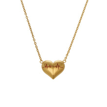316L Stainless Steel PVD Gold Plated Heartbeat Love Pendant Necklace - Image 13