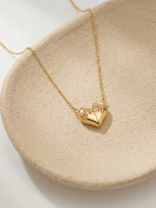 316L Stainless Steel PVD Gold Plated Heartbeat Love Pendant Necklace - Image 3
