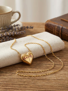 316L Stainless Steel PVD Gold Plated Heartbeat Love Pendant Necklace - Image 4