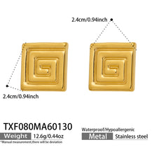 316L Stainless Steel PVD Gold Plated Minimalist Greek Key Stud Earrings - Image 5