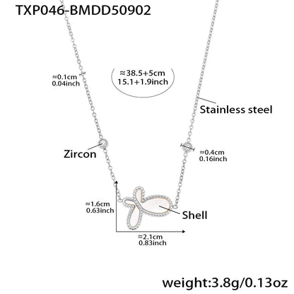 316L Stainless Steel PVD Plated Butterfly Mother-of-Pearl Clavicle Necklace - Image 5