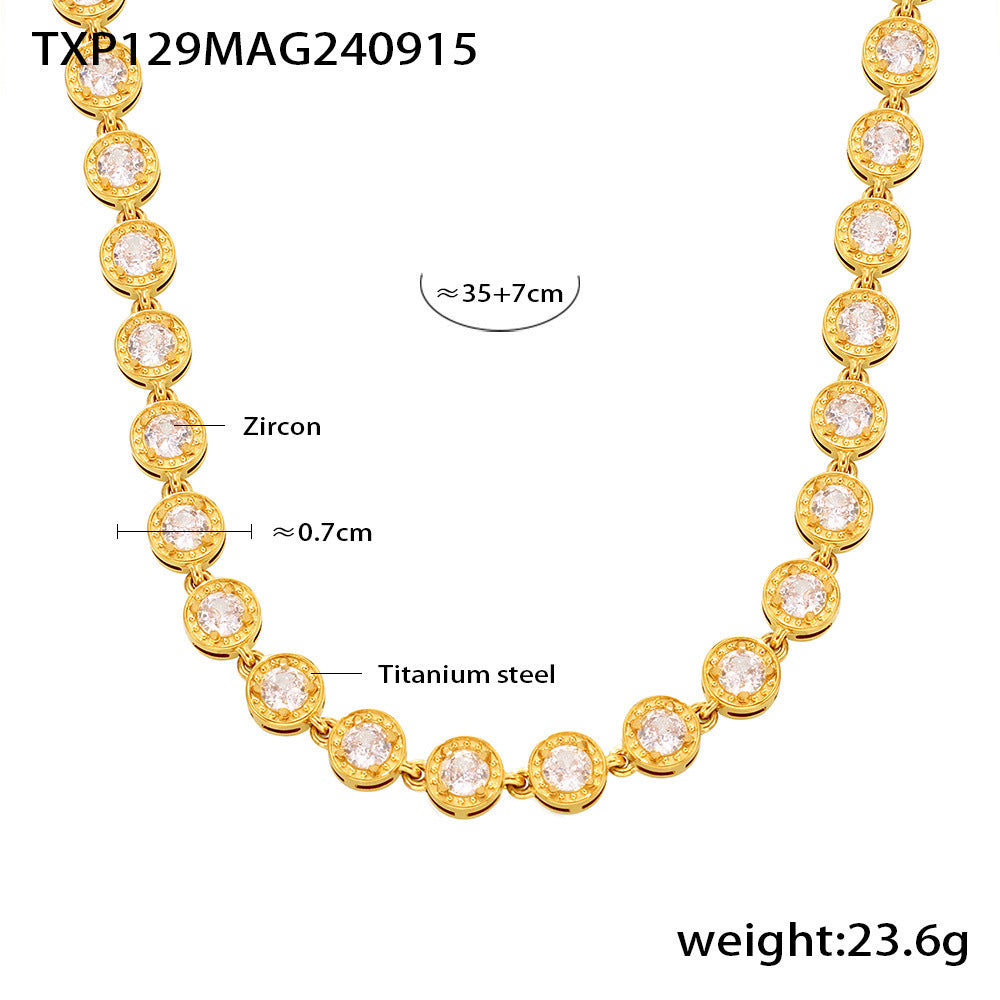 316L stainless steel PVD Plated Rainbow 3A Zircon Paved Bracelet & Necklace Collection product card view for wholesale necklace buyers