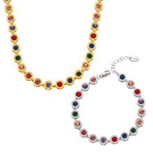 316L stainless steel PVD Plated Rainbow 3A Zircon Paved Bracelet & Necklace Collection main product view for wholesale necklace buyers