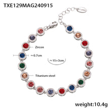 316L stainless steel PVD Plated Rainbow 3A Zircon Paved Bracelet & Necklace Collection side detail view for wholesale necklace buyers