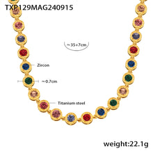 316L stainless steel PVD Plated Rainbow 3A Zircon Paved Bracelet & Necklace Collection main product view for wholesale necklace buyers
