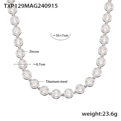 316L Stainless Steel PVD Plated Rainbow 3A Zircon Paved Bracelet & Necklace Collection - Image 8
