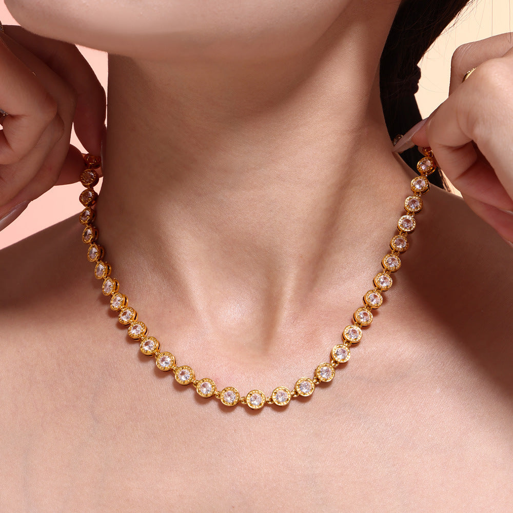 316L Stainless Steel PVD Plated Rainbow 3A Zircon Paved Bracelet & Necklace Collection - Image 9