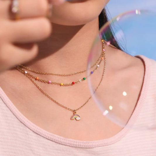 316L Stainless Steel Rainbow Cloud Enamel Jewelry Collection - Image 3