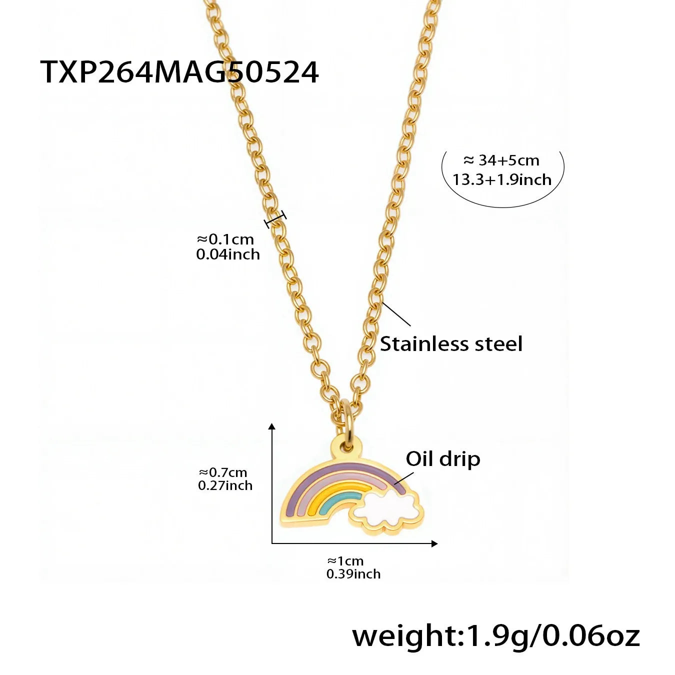 316L Stainless Steel Rainbow Cloud Enamel Jewelry Collection - Image 6