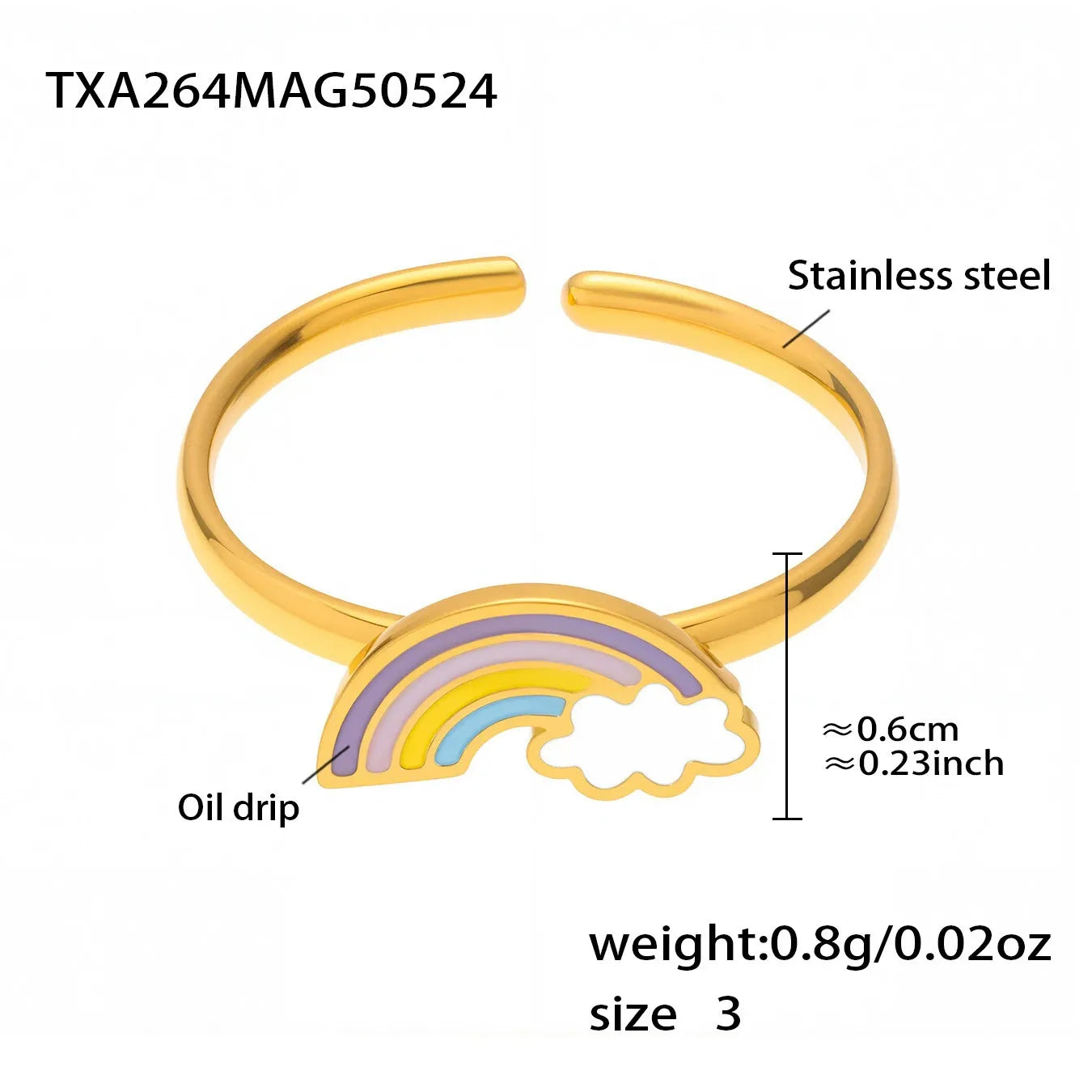 316L Stainless Steel Rainbow Cloud Enamel Jewelry Collection - Image 7