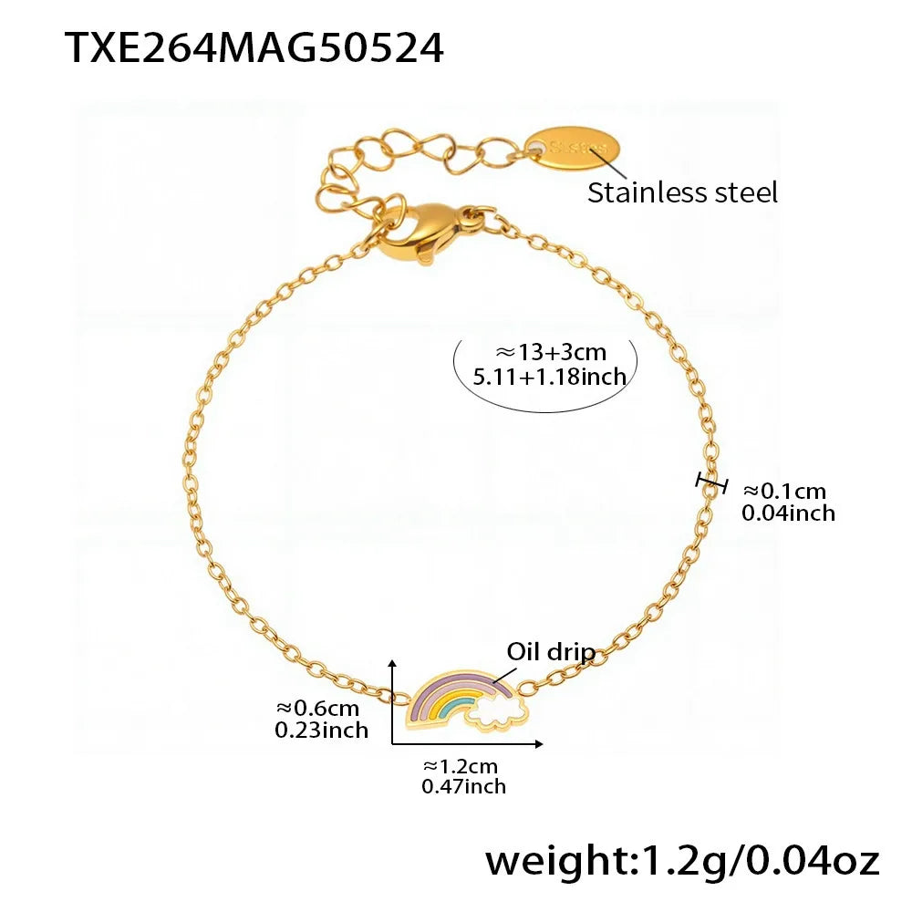 316L Stainless Steel Rainbow Cloud Enamel Jewelry Collection - Image 8