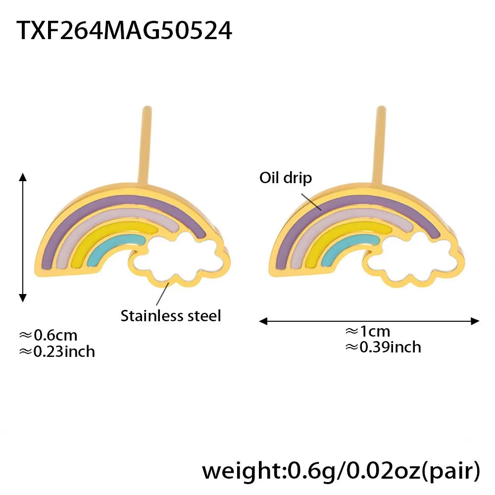 316L Stainless Steel Rainbow Cloud Enamel Jewelry Collection - Image 9