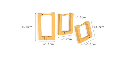 316L stainless steel rectangular huggie hoop earrings size guide geometric huggie design