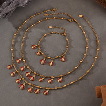 316L Stainless Steel Red Enamel Zircon Beetle Multi-Charm Necklace & Bracelet Set - Image 2